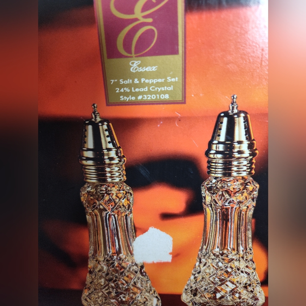 Essex 7-in 24% Leaded Crystal Salt And Pepper Shaker New Inbox Excellent Cond